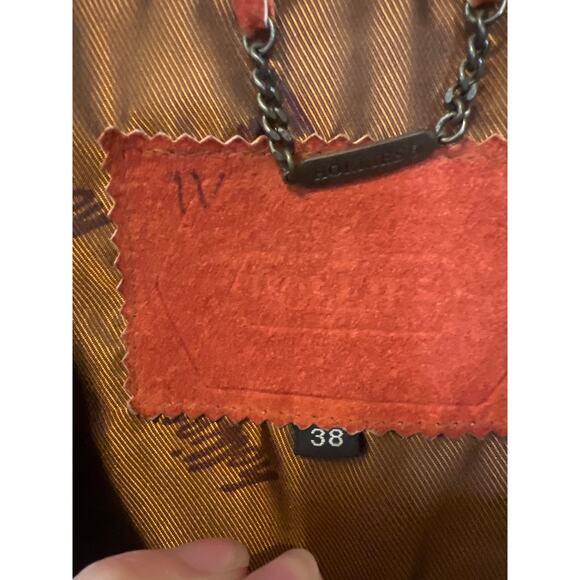 Vintage Hollies Burnt Orange Suede Leather Jacket Women's Coat Size 38 8 Boxy - Picture 3 of 12